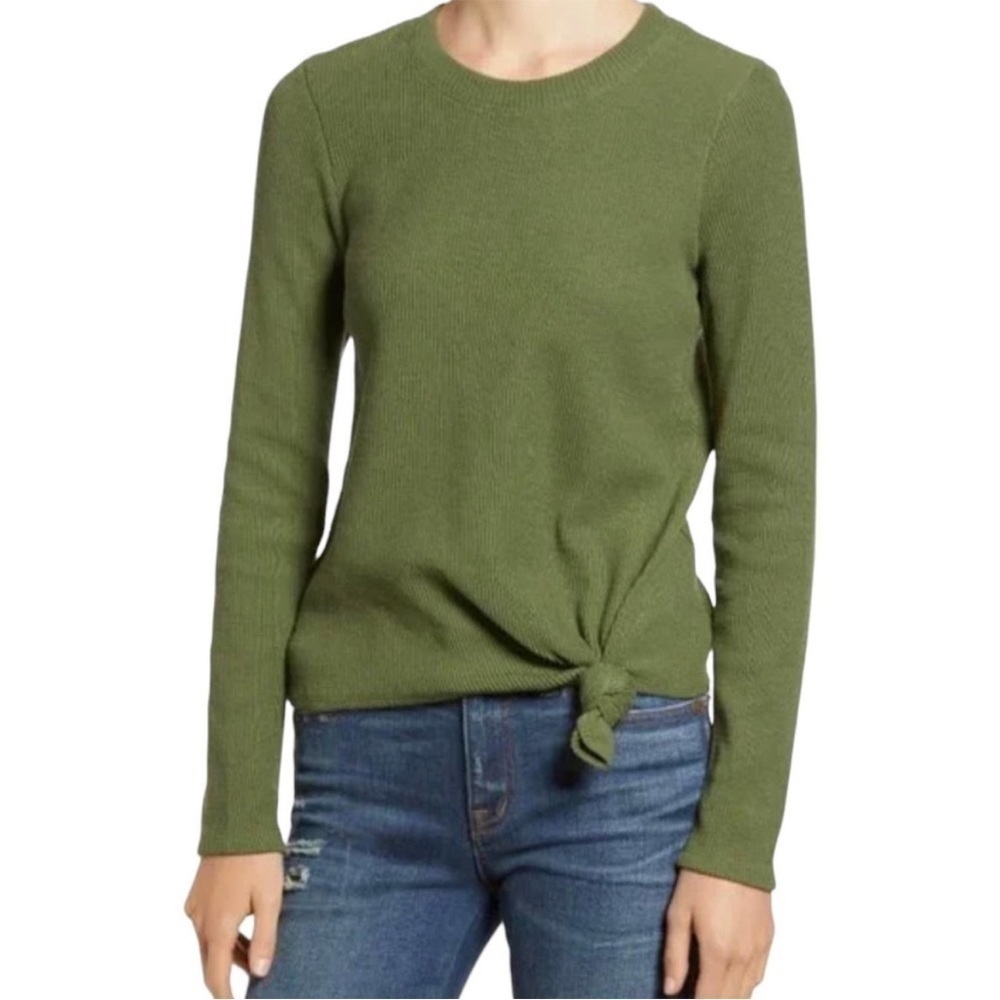 Madewell Elwood Front Knot‎ Ribbed Knit Long Sleeve XL